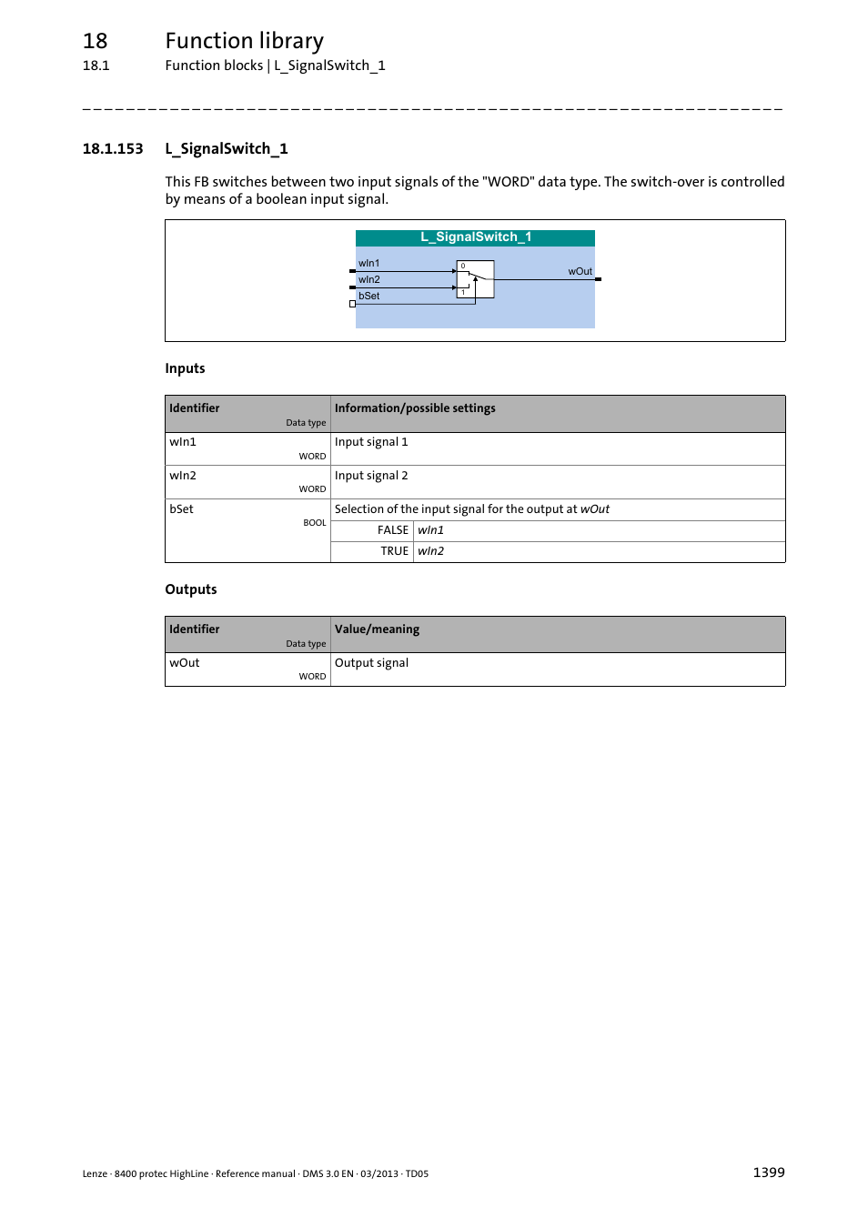 153 l_signalswitch_1, 153 l_signalswitch_1 9, L_signalswitch_1 | 18 function library | Lenze 8400 User Manual | Page 1399 / 1494