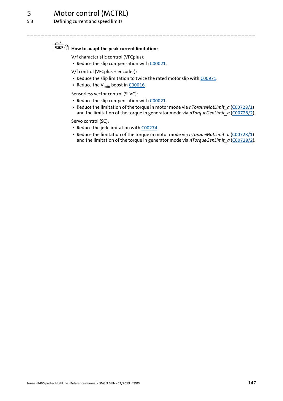 5motor control (mctrl) | Lenze 8400 User Manual | Page 147 / 1494