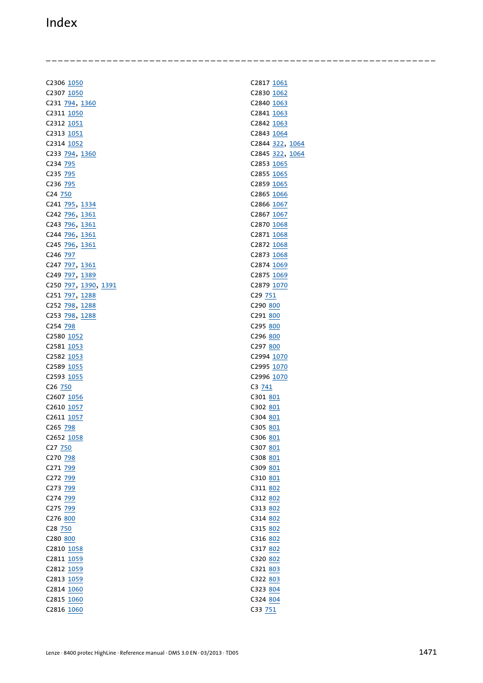 Index | Lenze 8400 User Manual | Page 1471 / 1494