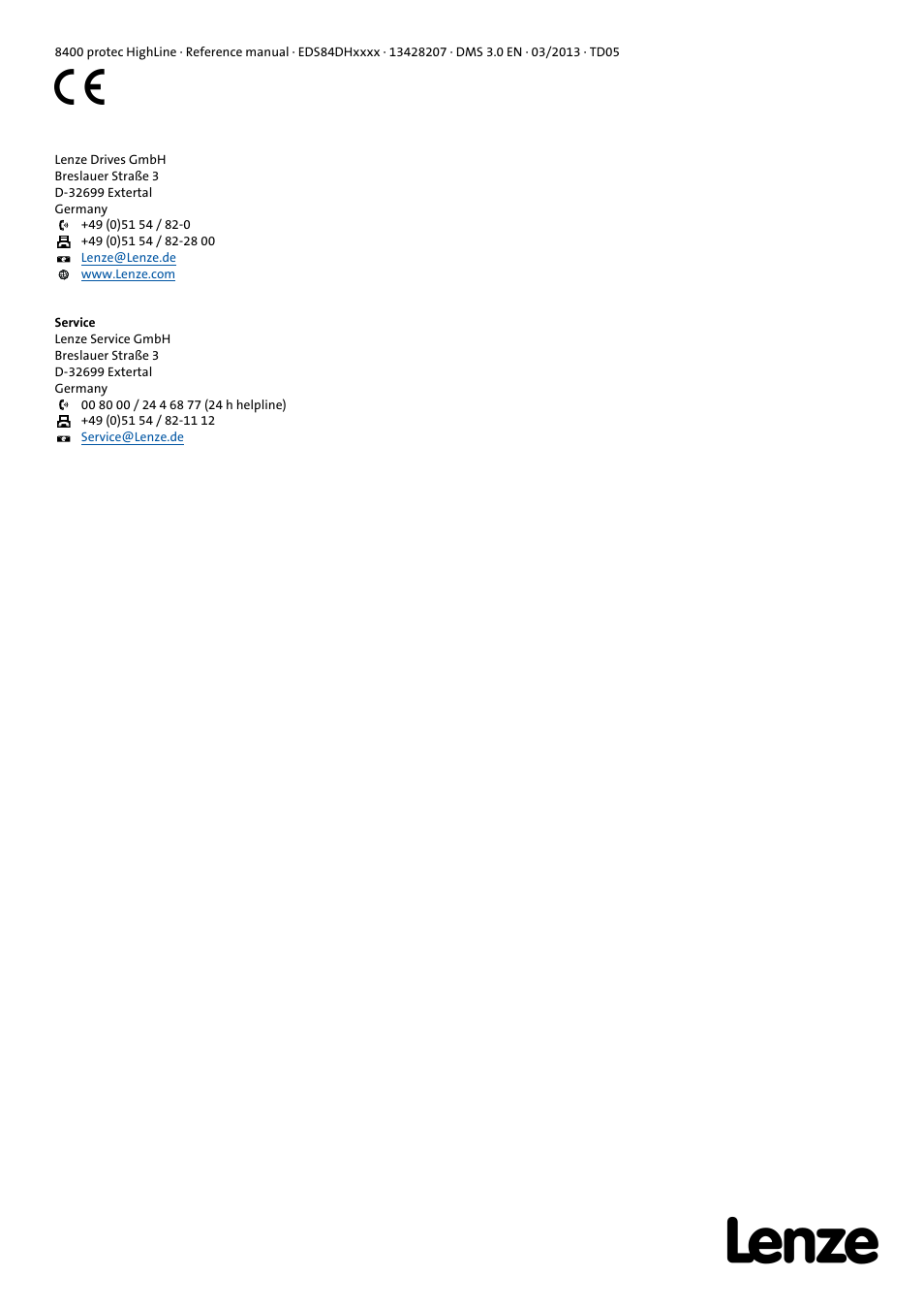 Lenze 8400 User Manual | Page 1494 / 1494