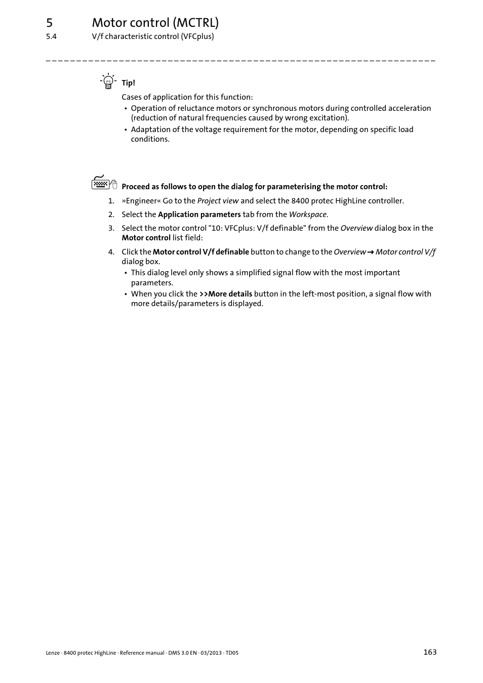 5motor control (mctrl) | Lenze 8400 User Manual | Page 163 / 1494