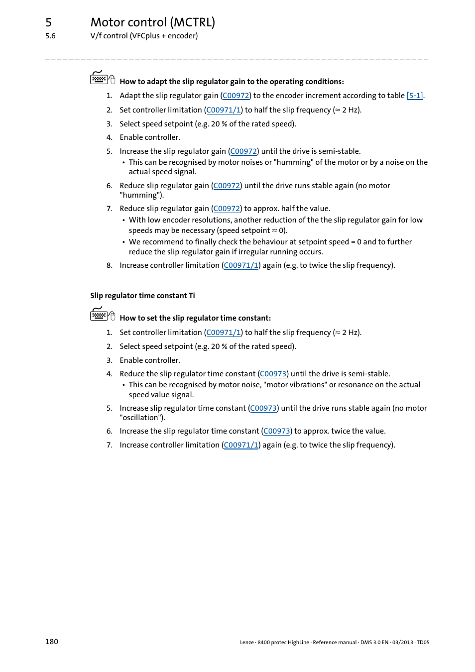 5motor control (mctrl) | Lenze 8400 User Manual | Page 180 / 1494