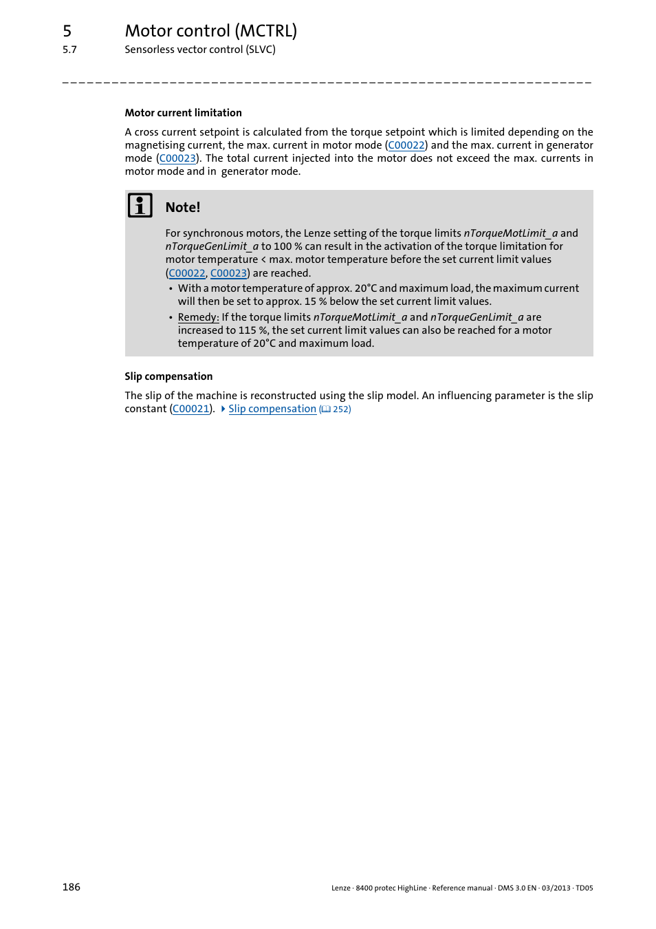 5motor control (mctrl) | Lenze 8400 User Manual | Page 186 / 1494