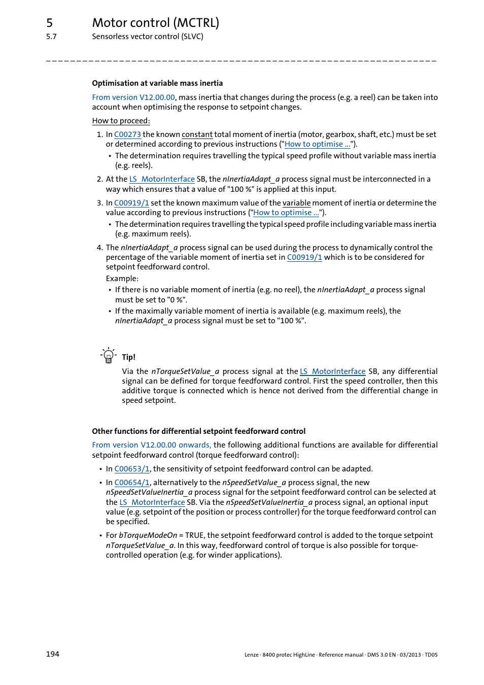 5motor control (mctrl) | Lenze 8400 User Manual | Page 194 / 1494