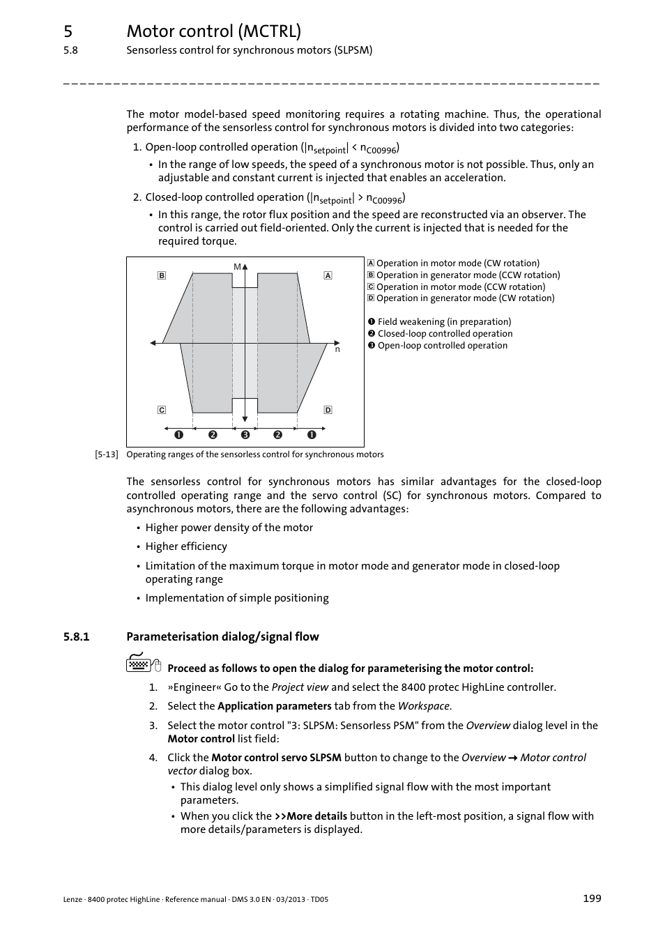 1 parameterisation dialog/signal flow, Parameterisation dialog/signal flow, 5motor control (mctrl) | Lenze 8400 User Manual | Page 199 / 1494