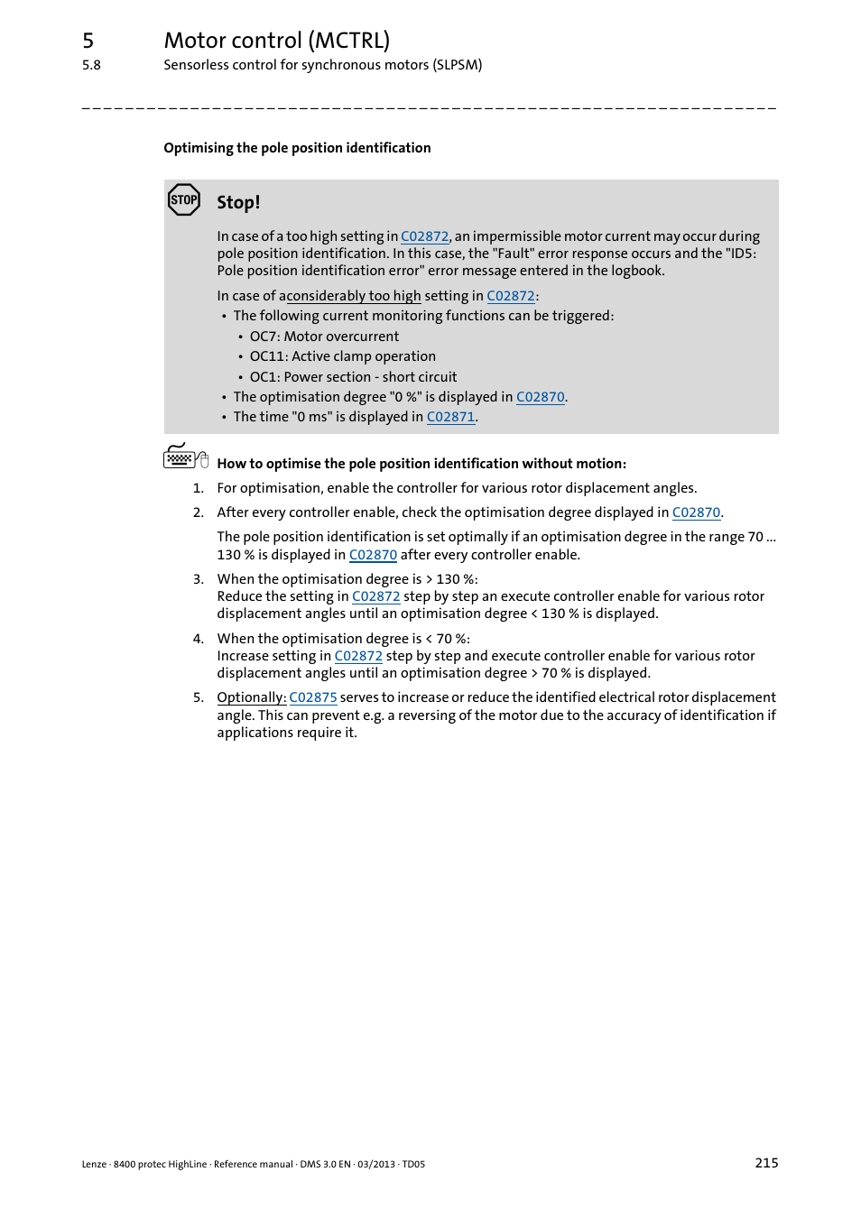 5motor control (mctrl) | Lenze 8400 User Manual | Page 215 / 1494