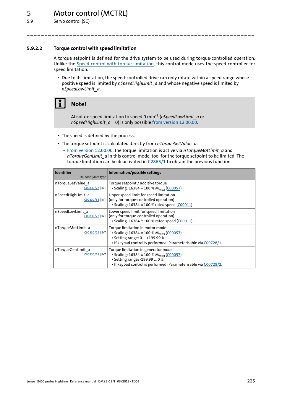 2 torque control with speed limitation, Torque control with speed limitation, 5motor control (mctrl) | Lenze 8400 User Manual | Page 225 / 1494