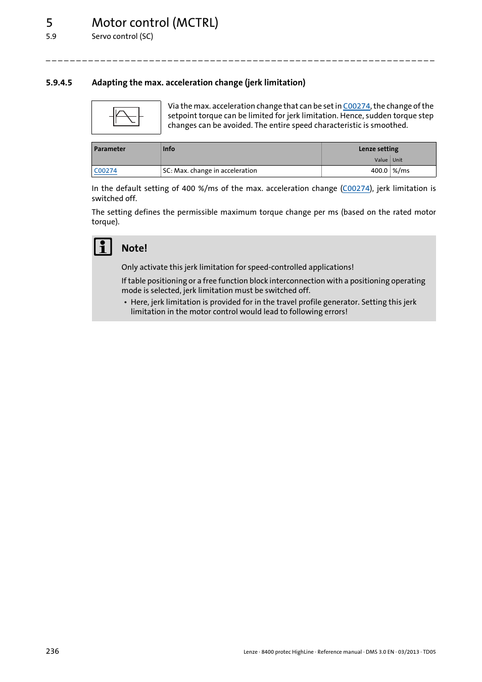 5motor control (mctrl) | Lenze 8400 User Manual | Page 236 / 1494
