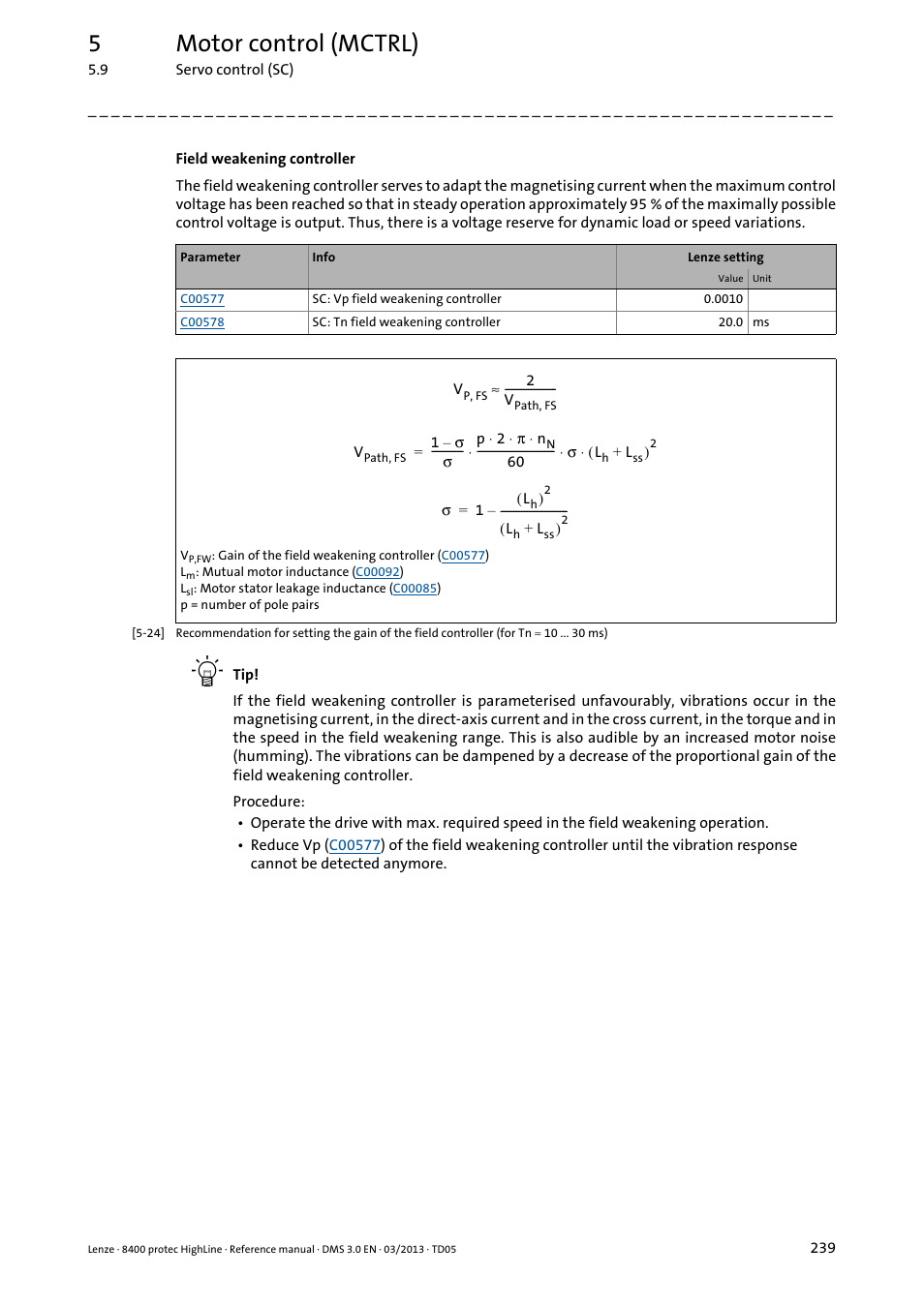 5motor control (mctrl) | Lenze 8400 User Manual | Page 239 / 1494