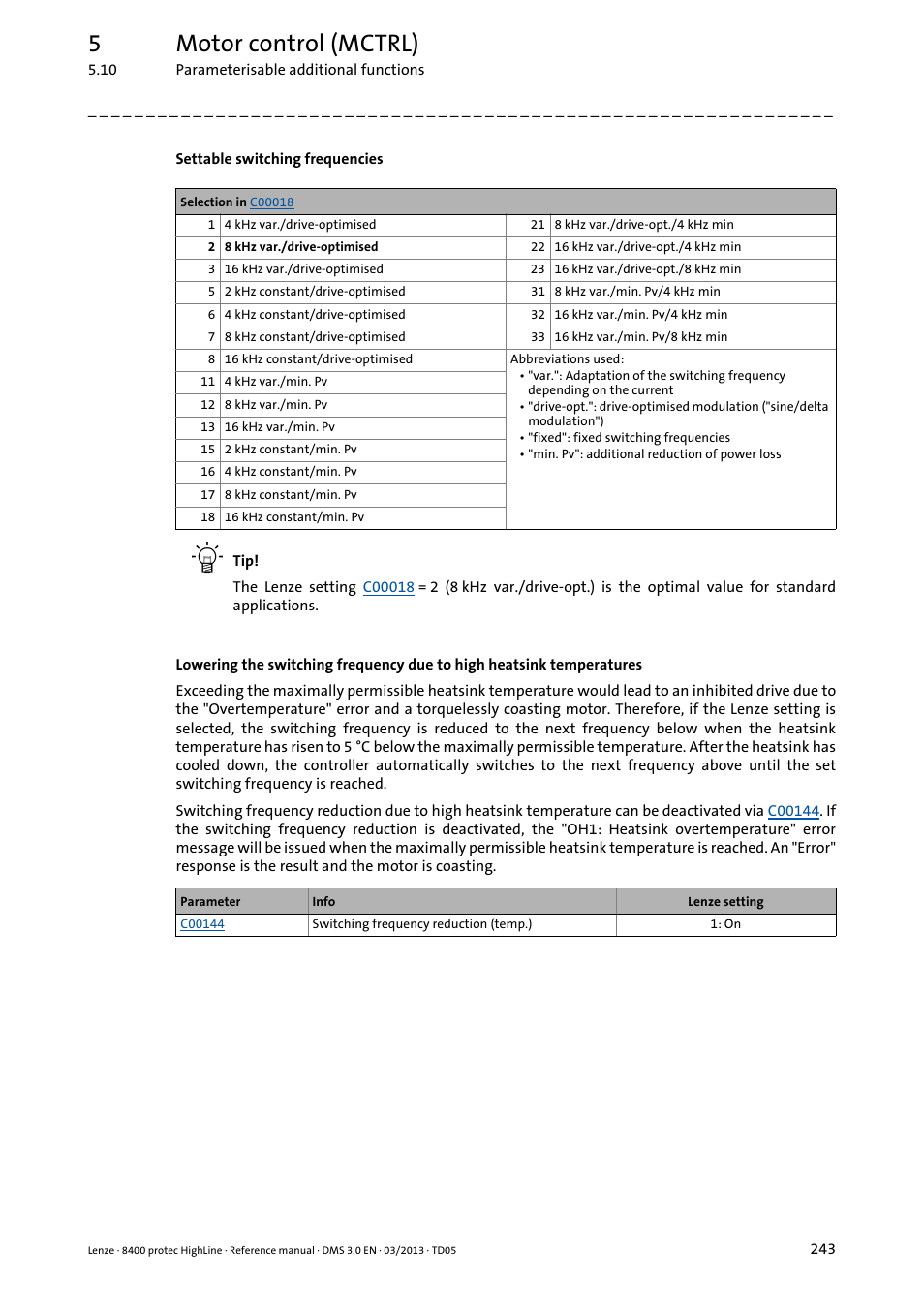 5motor control (mctrl) | Lenze 8400 User Manual | Page 243 / 1494