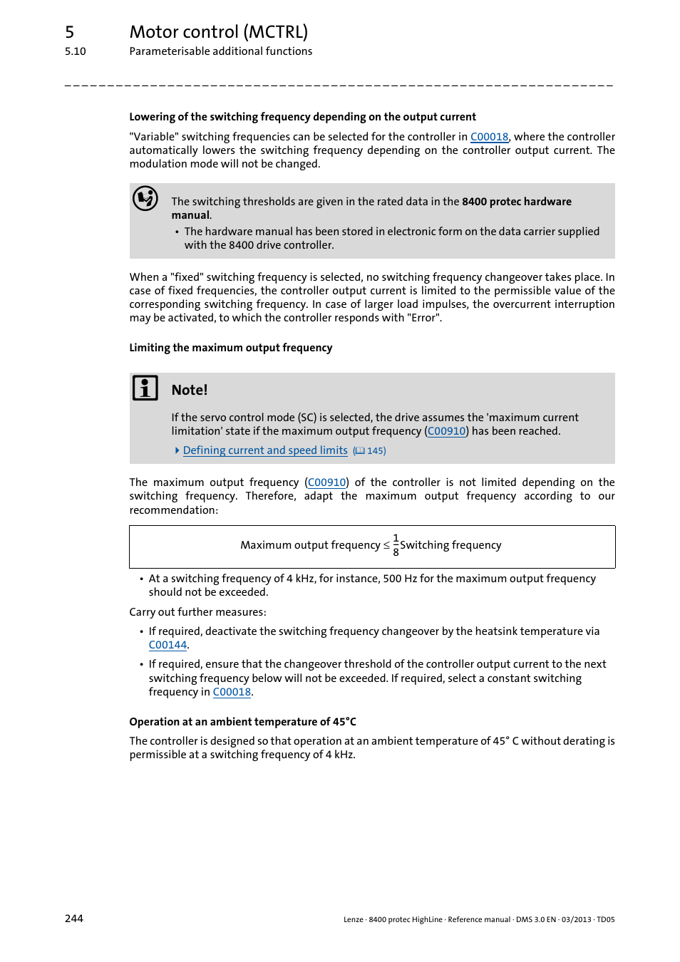 5motor control (mctrl) | Lenze 8400 User Manual | Page 244 / 1494