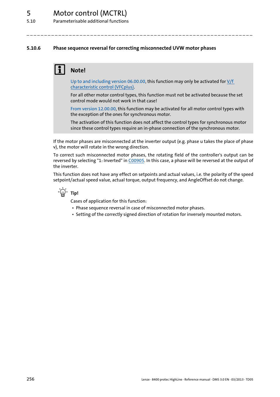 5motor control (mctrl) | Lenze 8400 User Manual | Page 256 / 1494