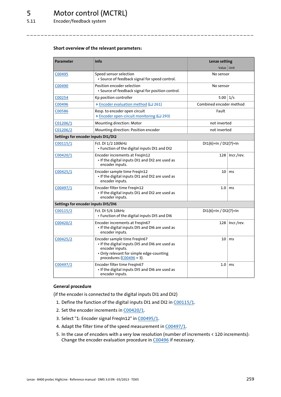 5motor control (mctrl) | Lenze 8400 User Manual | Page 259 / 1494