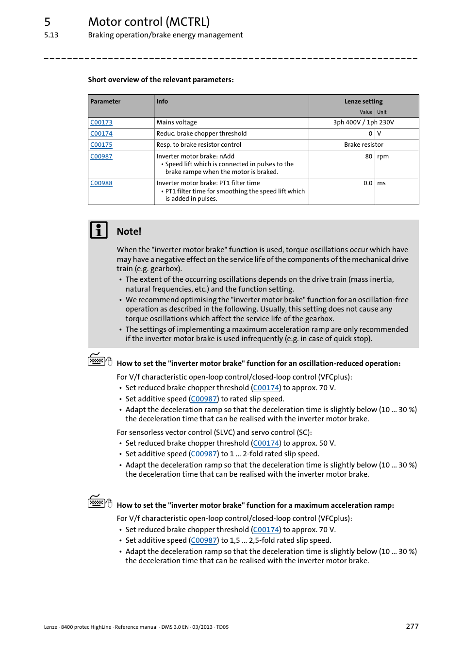 5motor control (mctrl) | Lenze 8400 User Manual | Page 277 / 1494