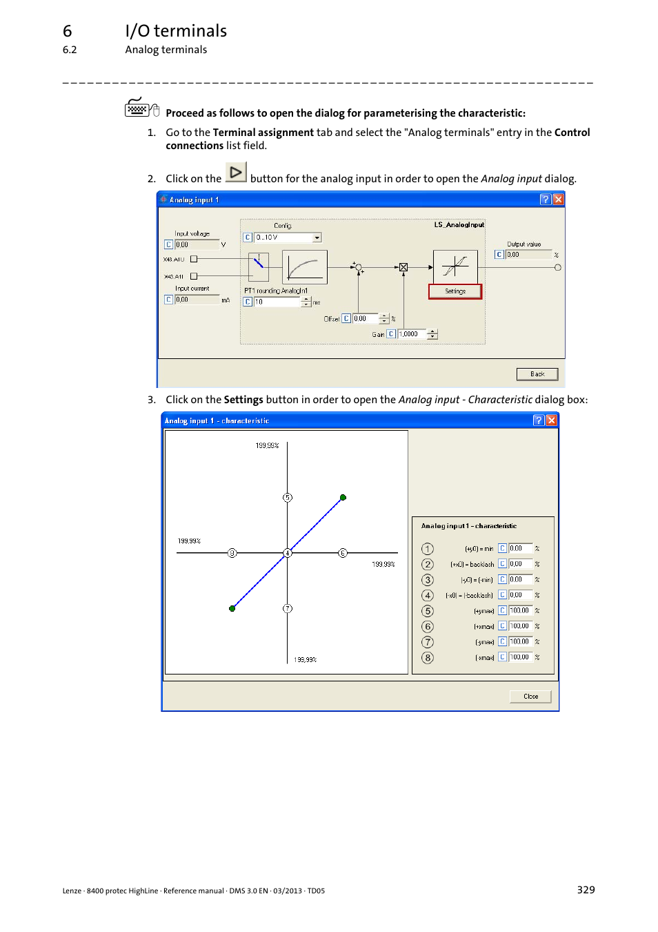 6i/o terminals | Lenze 8400 User Manual | Page 329 / 1494