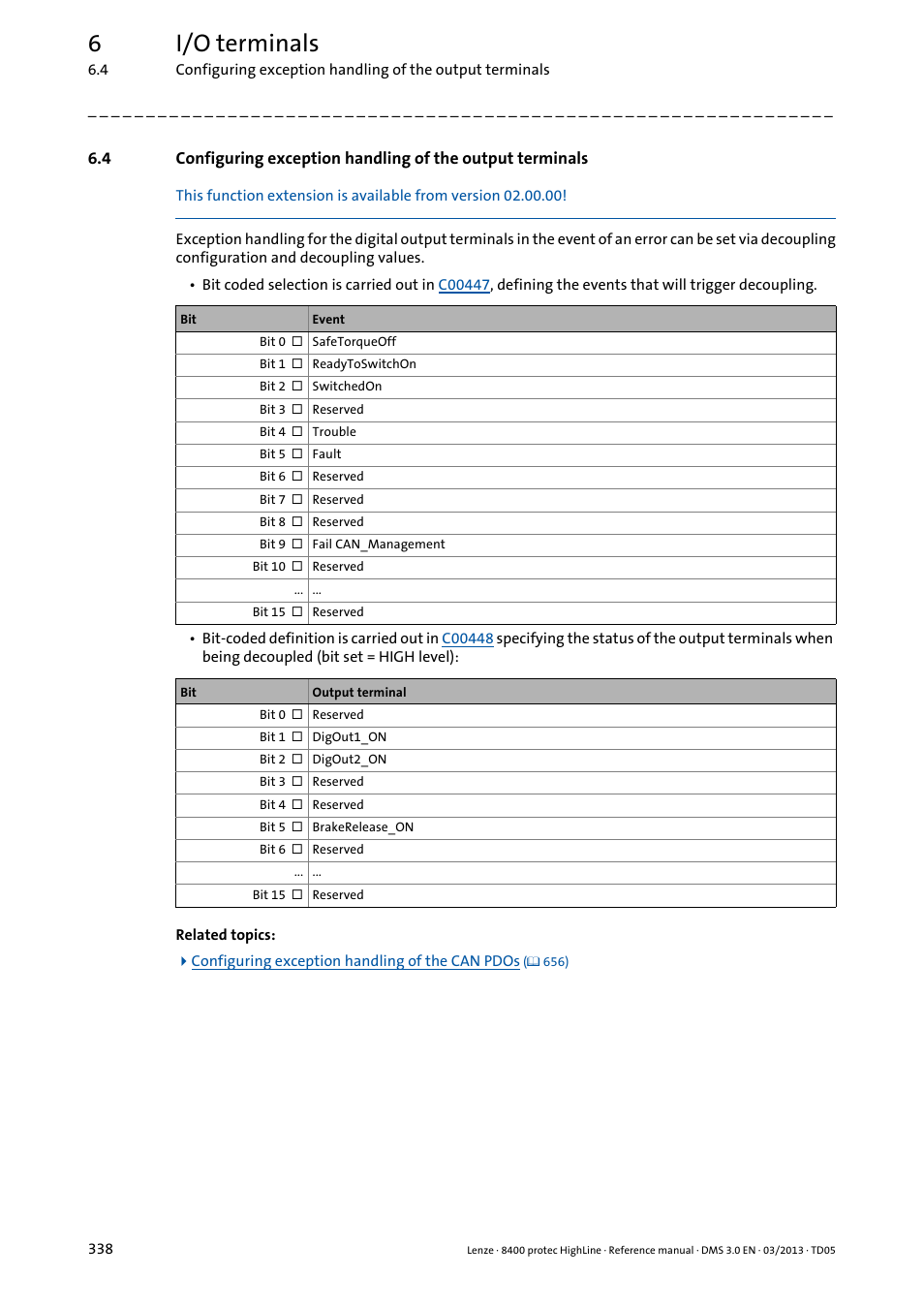 6i/o terminals | Lenze 8400 User Manual | Page 338 / 1494