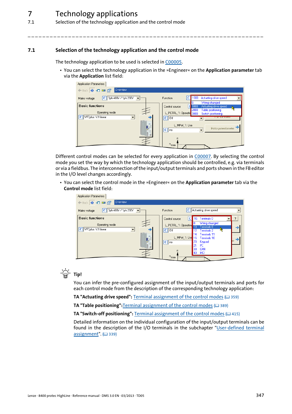 7technology applications | Lenze 8400 User Manual | Page 347 / 1494