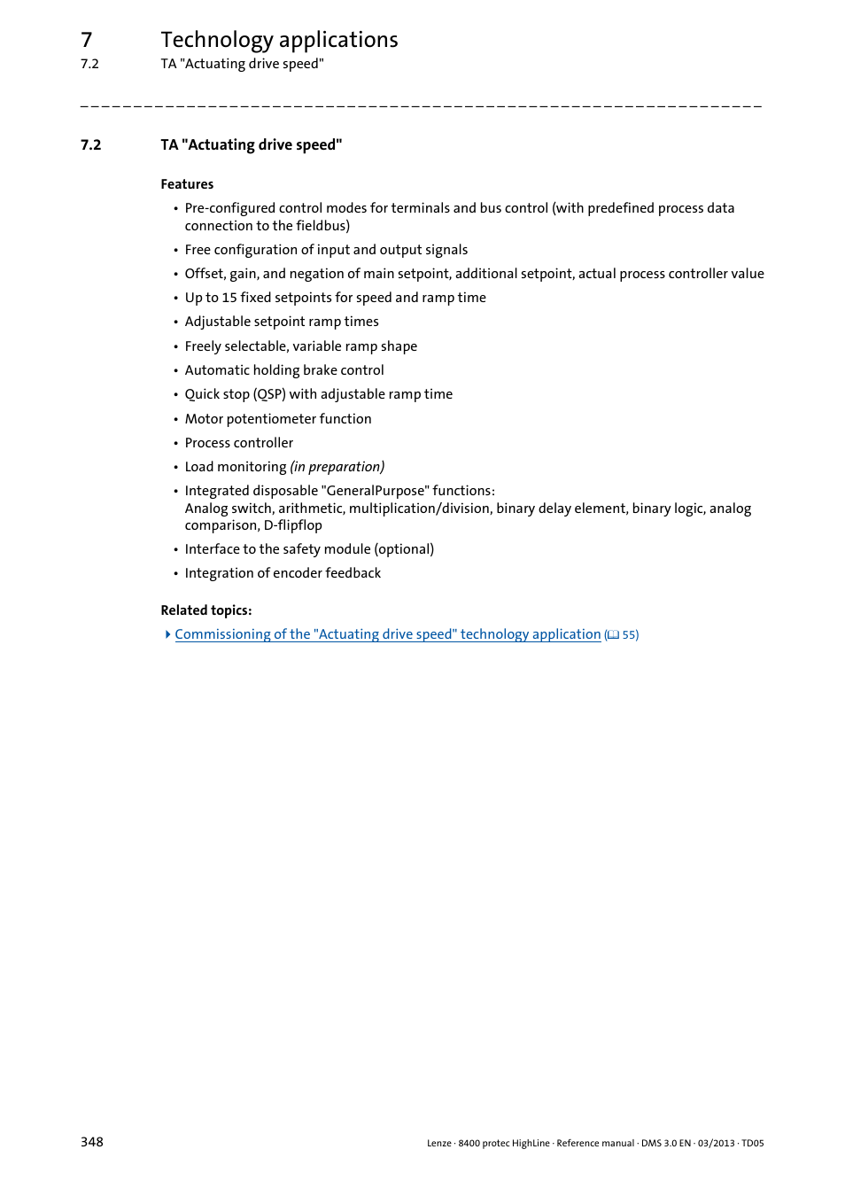 2 ta "actuating drive speed, Ta "actuating drive speed, 7technology applications | Lenze 8400 User Manual | Page 348 / 1494