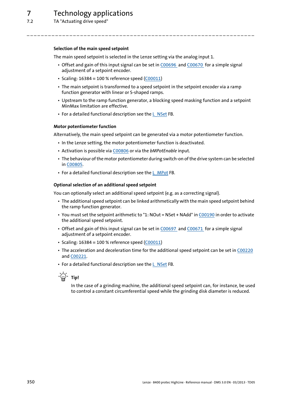 7technology applications | Lenze 8400 User Manual | Page 350 / 1494