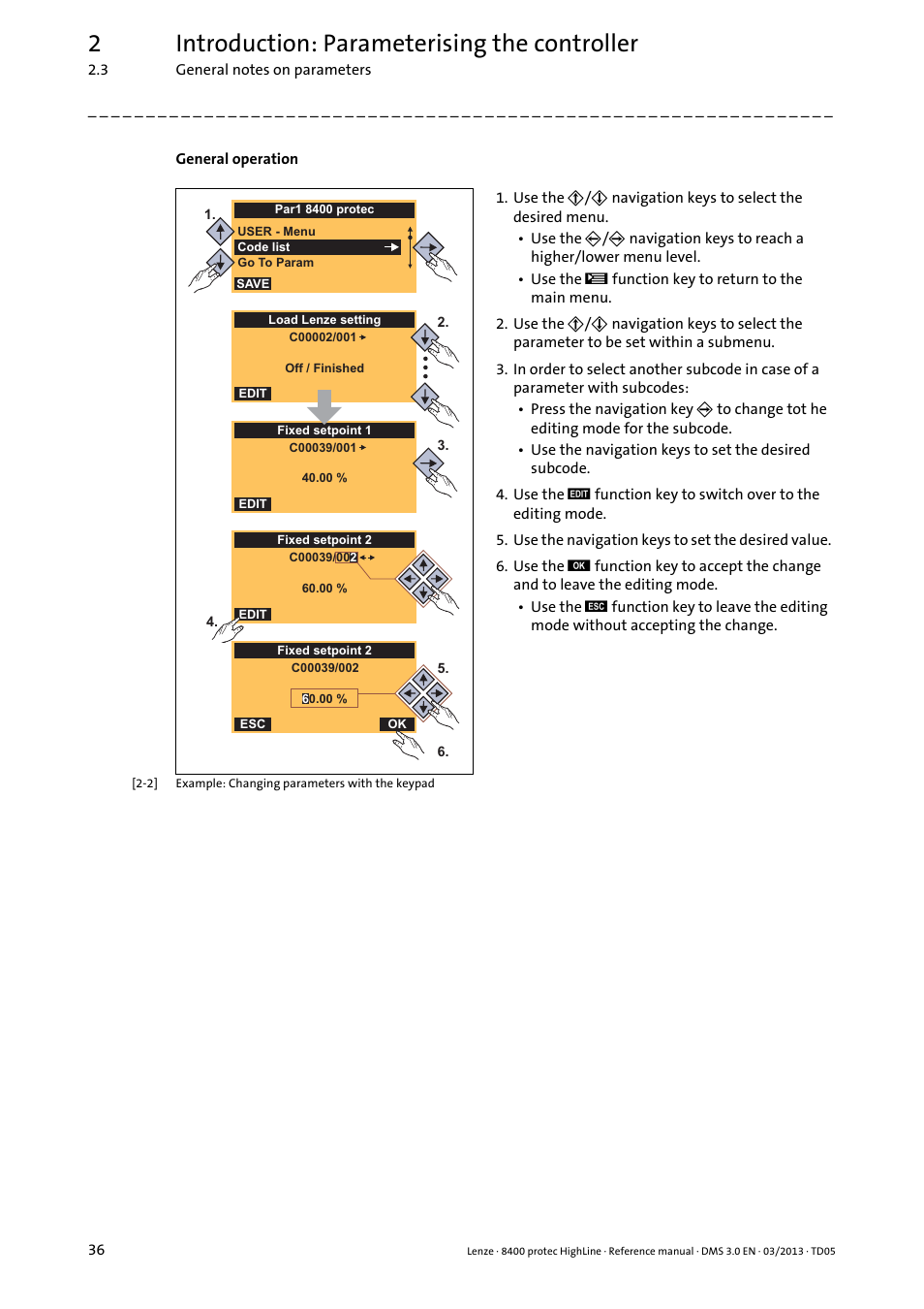 2introduction: parameterising the controller | Lenze 8400 User Manual | Page 36 / 1494