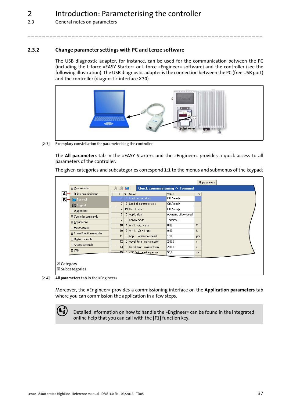 2introduction: parameterising the controller | Lenze 8400 User Manual | Page 37 / 1494