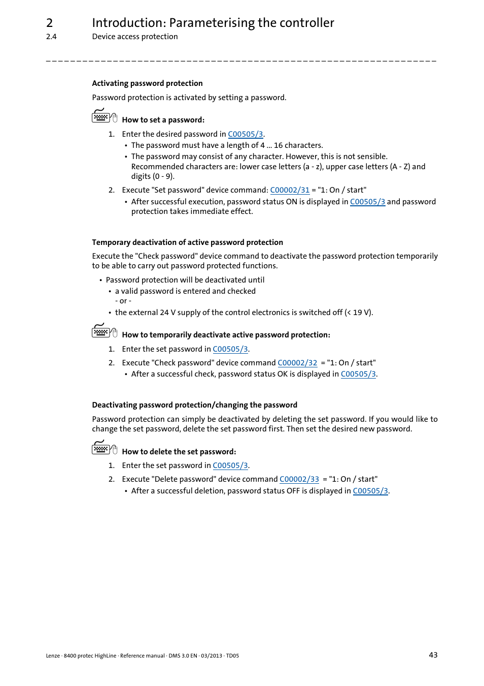 2introduction: parameterising the controller | Lenze 8400 User Manual | Page 43 / 1494