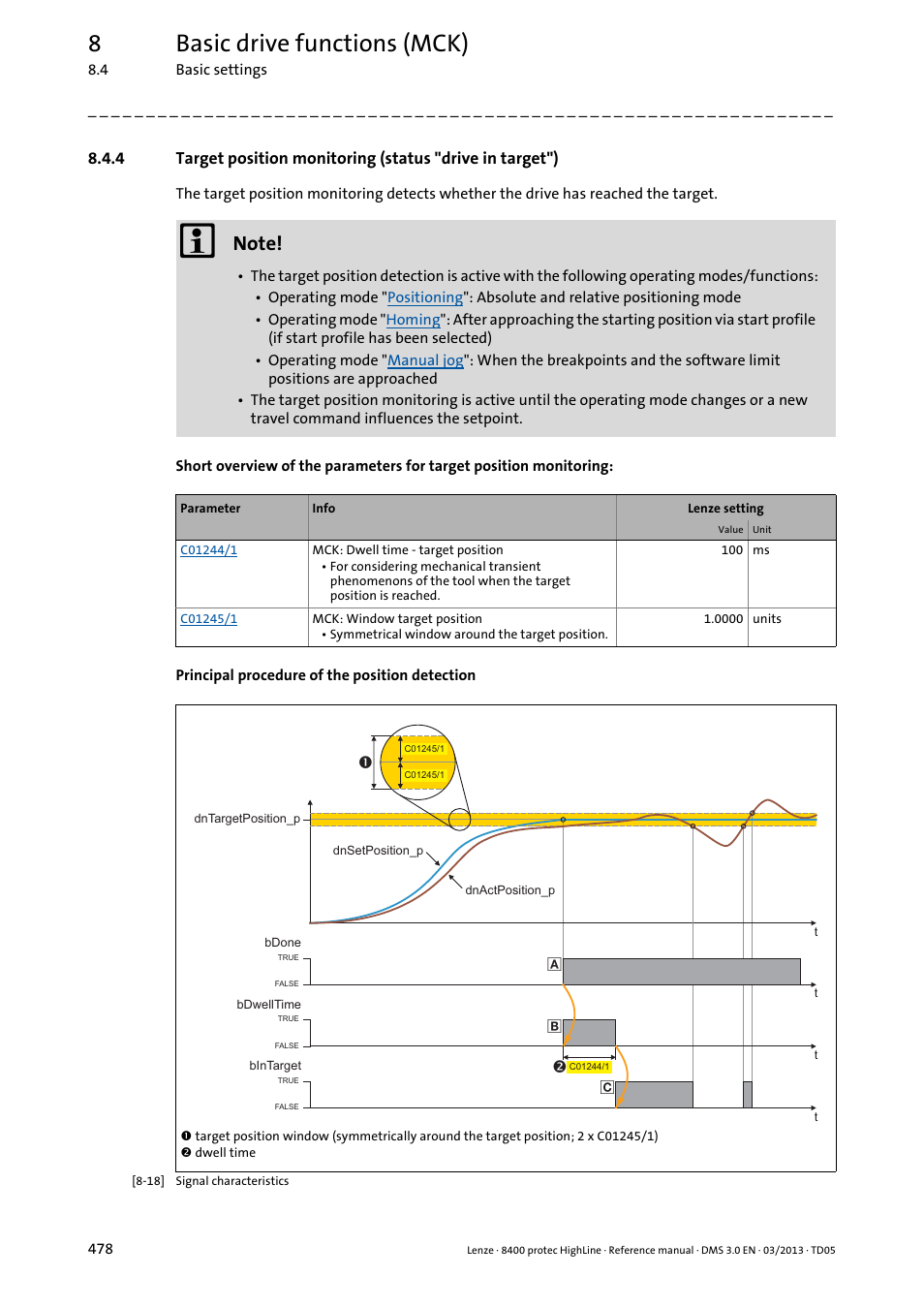 8basic drive functions (mck) | Lenze 8400 User Manual | Page 478 / 1494