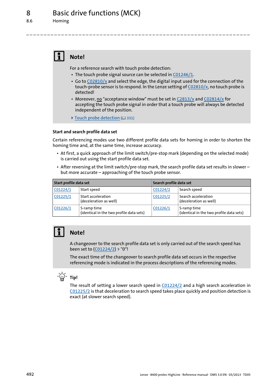 8basic drive functions (mck) | Lenze 8400 User Manual | Page 492 / 1494