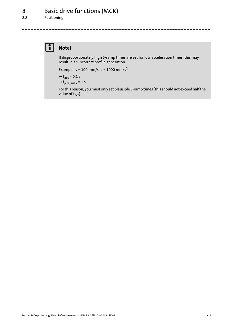 8basic drive functions (mck) | Lenze 8400 User Manual | Page 523 / 1494