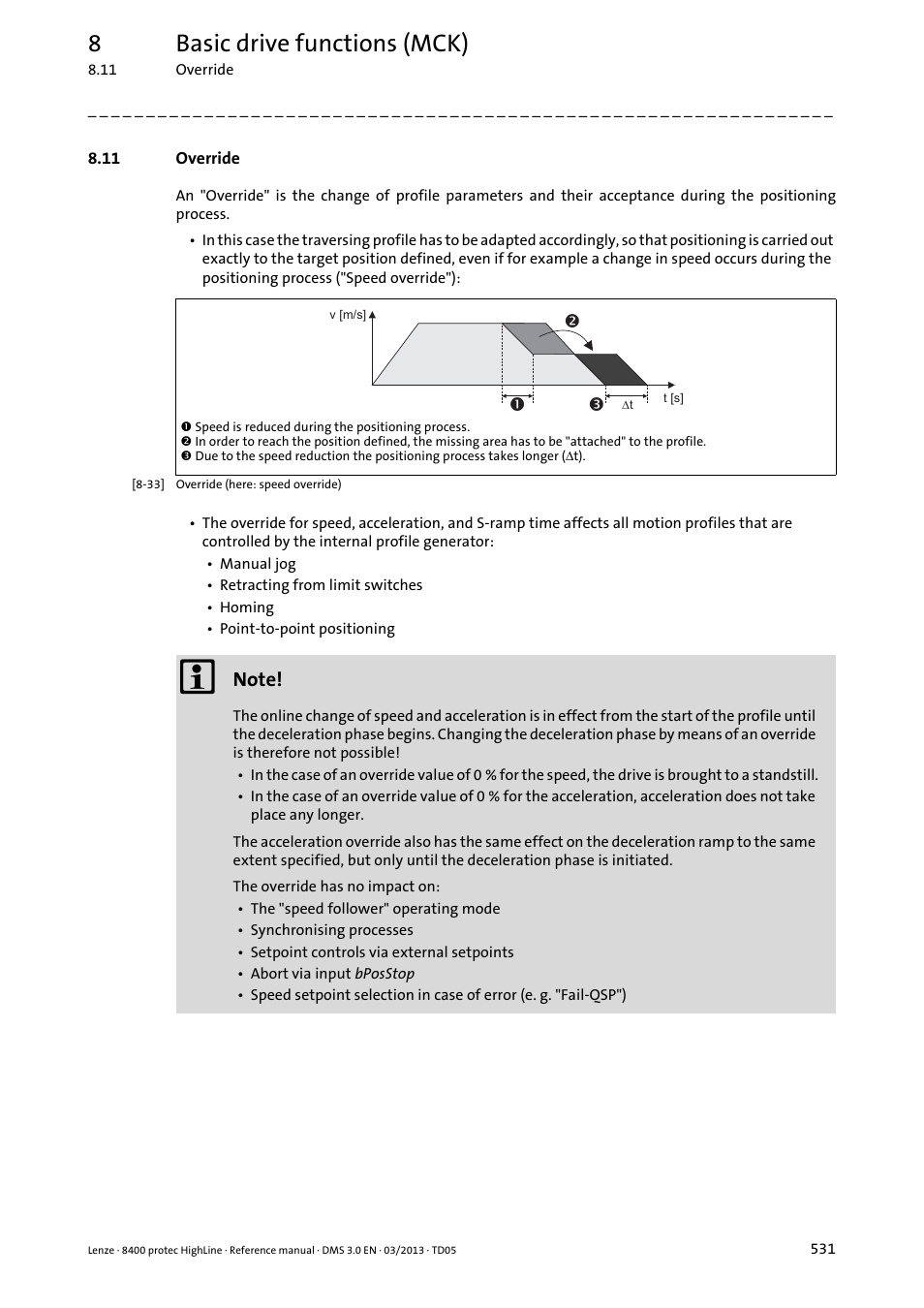 11 override, 8basic drive functions (mck) | Lenze 8400 User Manual | Page 531 / 1494