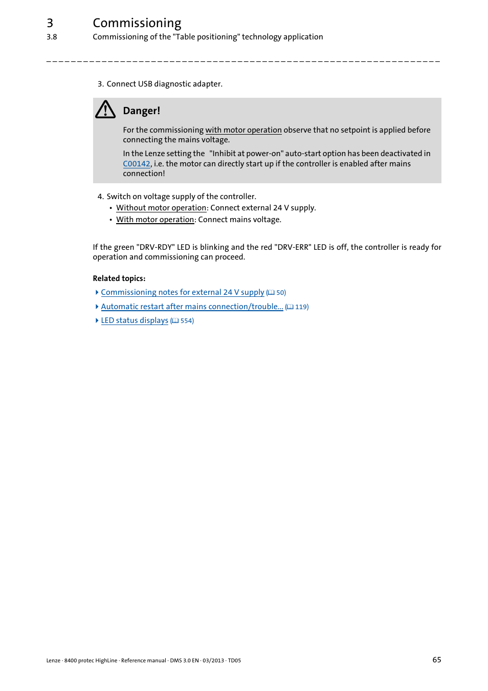 3commissioning | Lenze 8400 User Manual | Page 65 / 1494