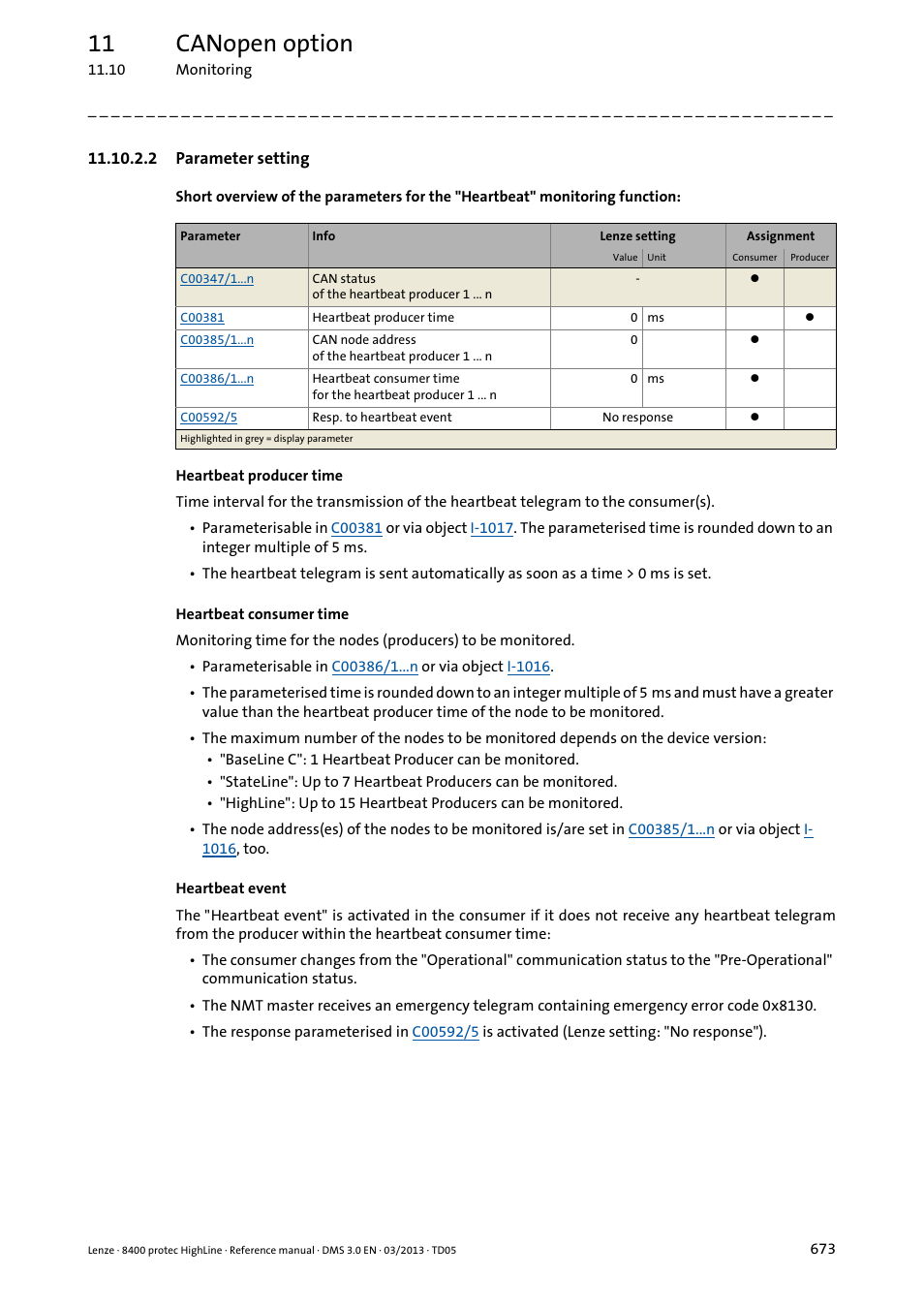 2 parameter setting, Parameter setting, 11 canopen option | Lenze 8400 User Manual | Page 673 / 1494