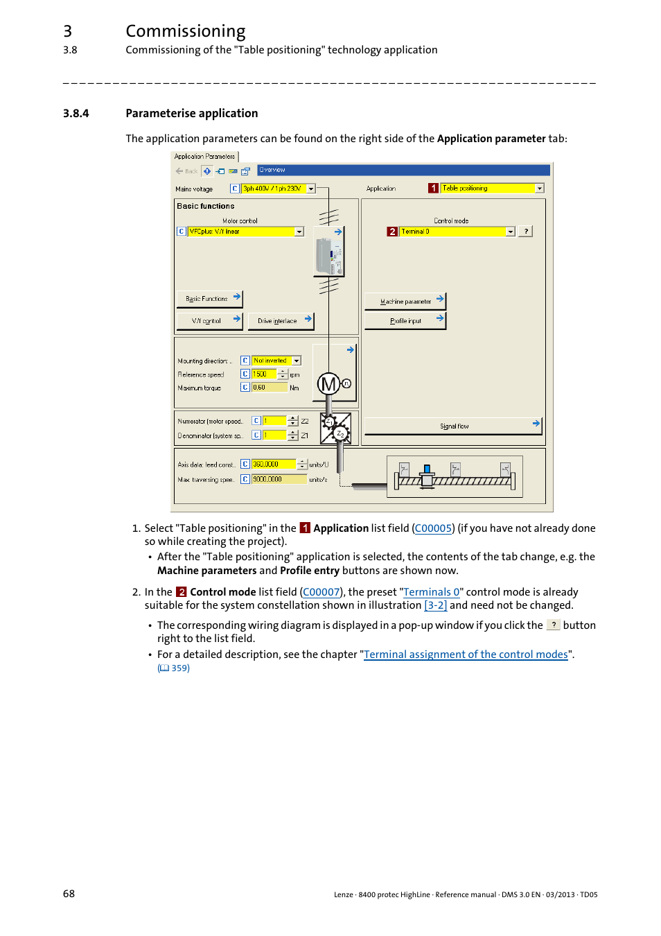 4 parameterise application, Parameterise application, 3commissioning | Lenze 8400 User Manual | Page 68 / 1494