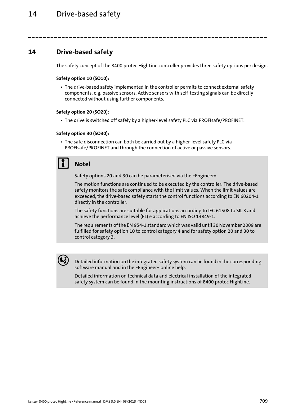 14 drive-based safety, Drive-based safety | Lenze 8400 User Manual | Page 709 / 1494