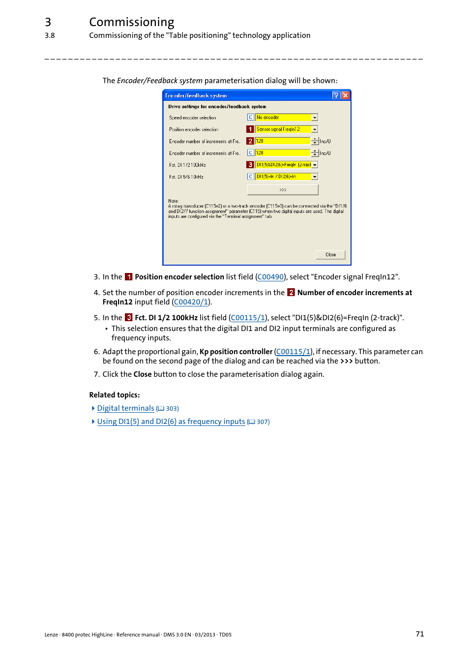 3commissioning | Lenze 8400 User Manual | Page 71 / 1494