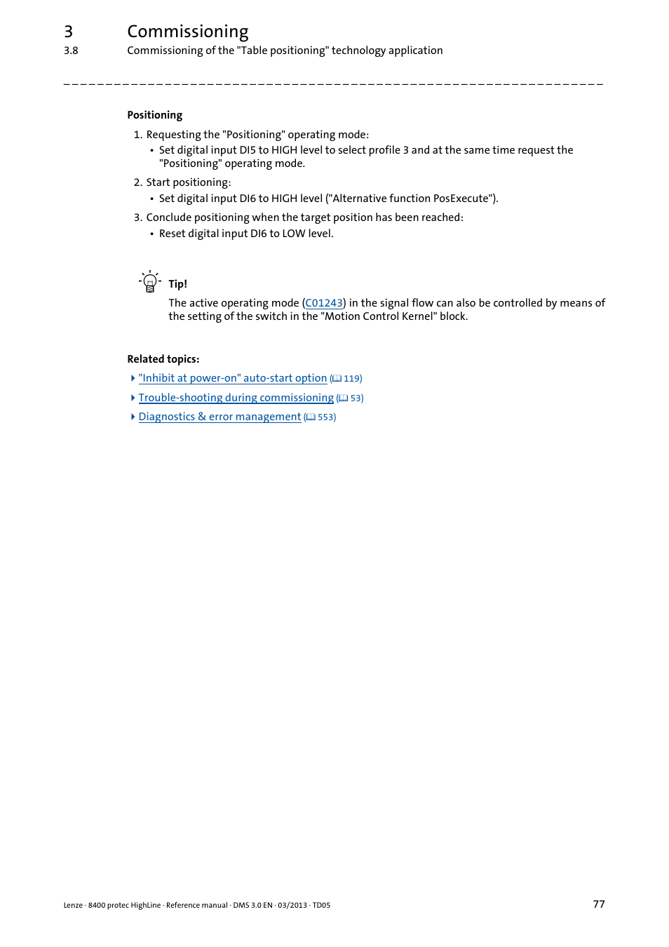 3commissioning | Lenze 8400 User Manual | Page 77 / 1494