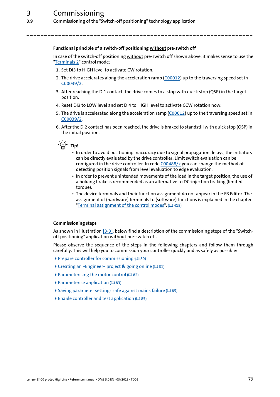 3commissioning | Lenze 8400 User Manual | Page 79 / 1494