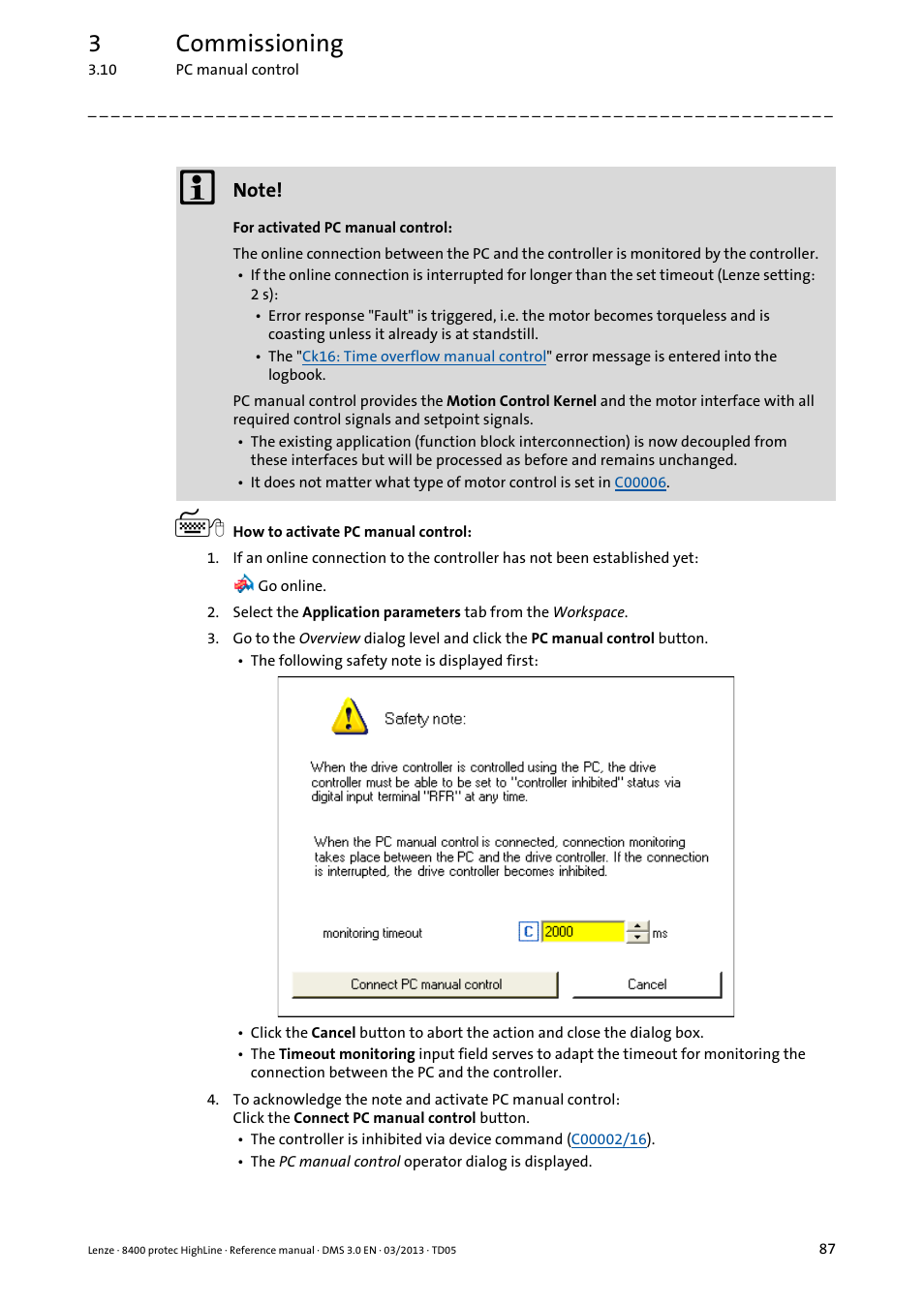 3commissioning | Lenze 8400 User Manual | Page 87 / 1494