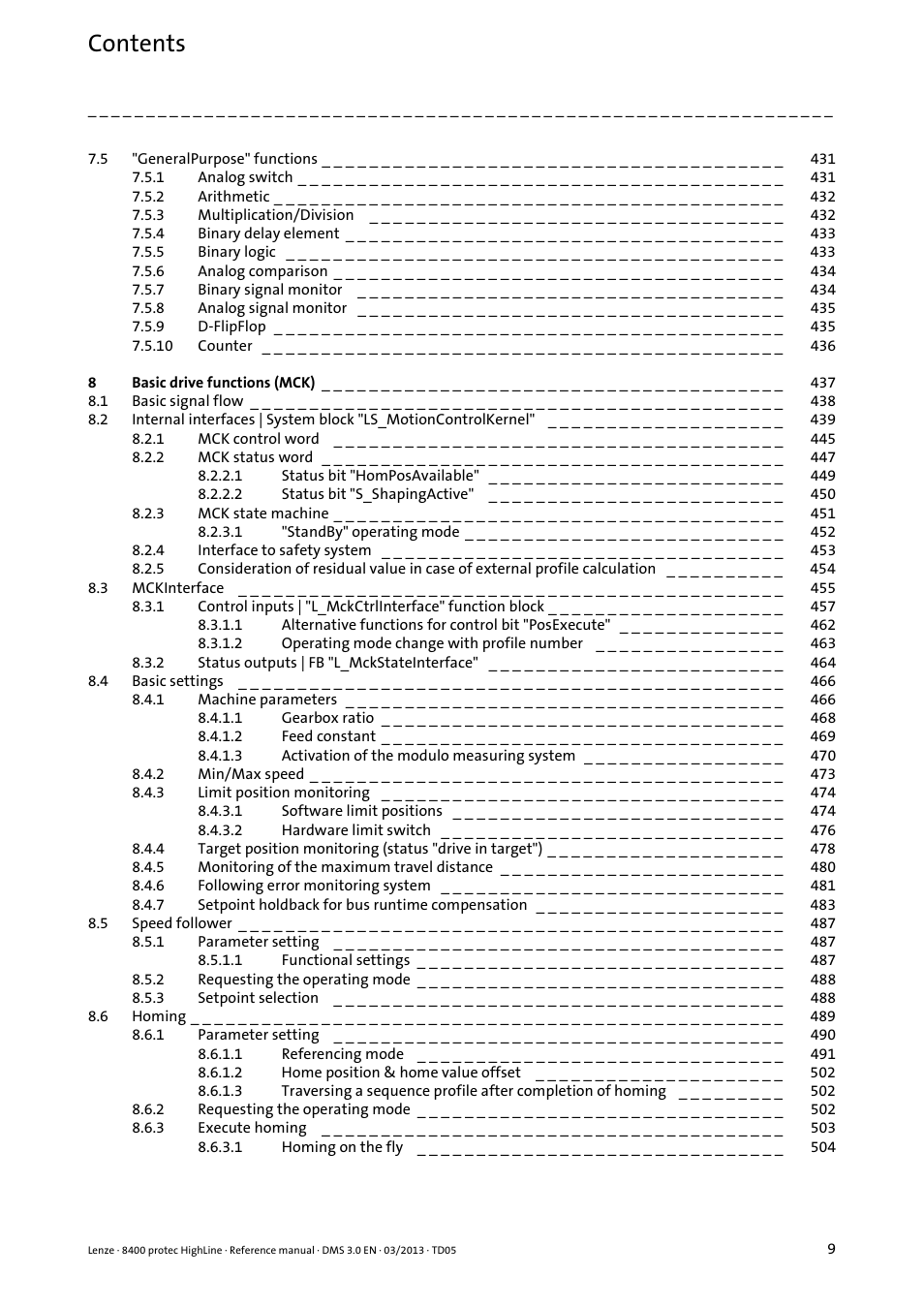 Lenze 8400 User Manual | Page 9 / 1494