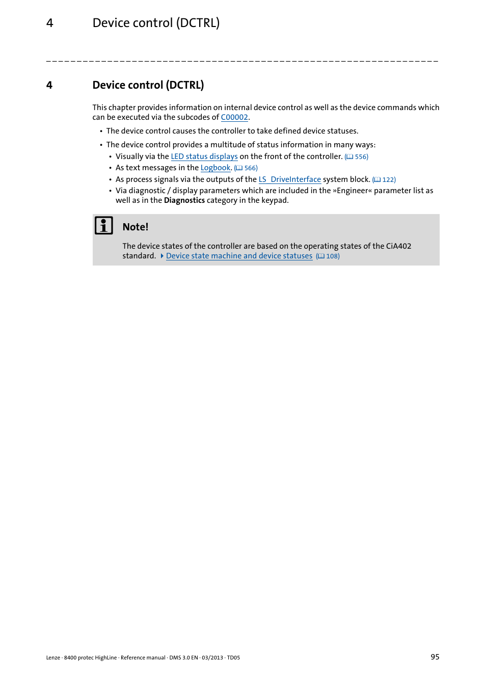 4 device control (dctrl), Device control (dctrl), 4device control (dctrl) | Lenze 8400 User Manual | Page 95 / 1494