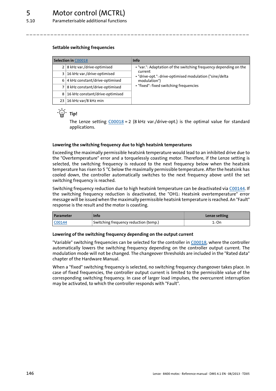 5motor control (mctrl) | Lenze 8400 motec User Manual | Page 146 / 518