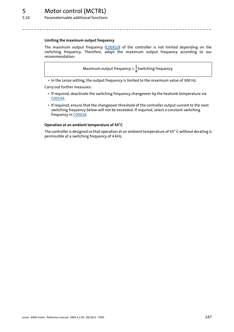 5motor control (mctrl) | Lenze 8400 motec User Manual | Page 147 / 518