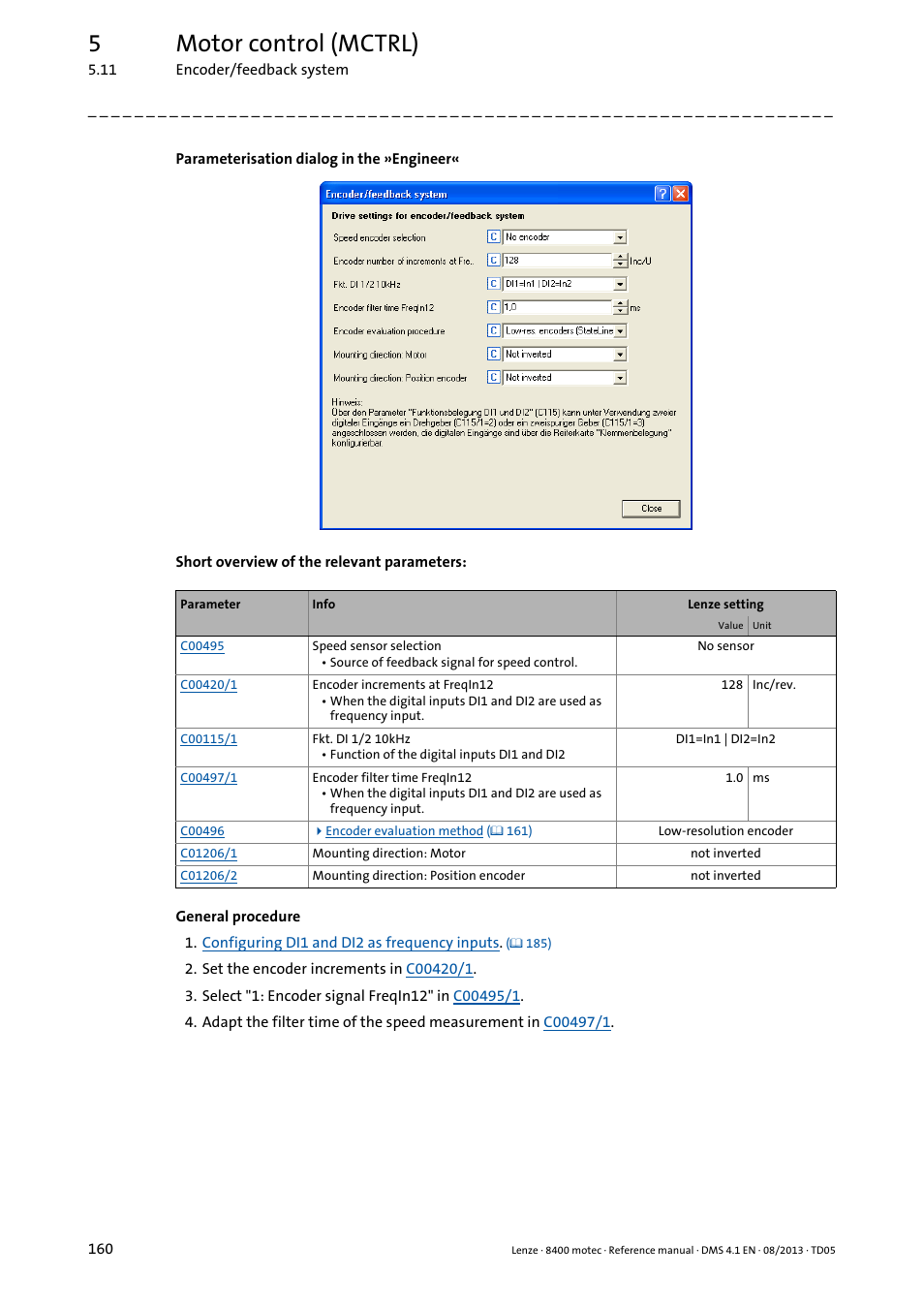 5motor control (mctrl) | Lenze 8400 motec User Manual | Page 160 / 518