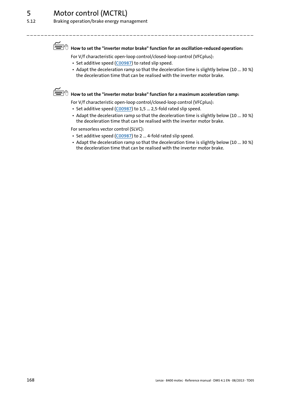 5motor control (mctrl) | Lenze 8400 motec User Manual | Page 168 / 518
