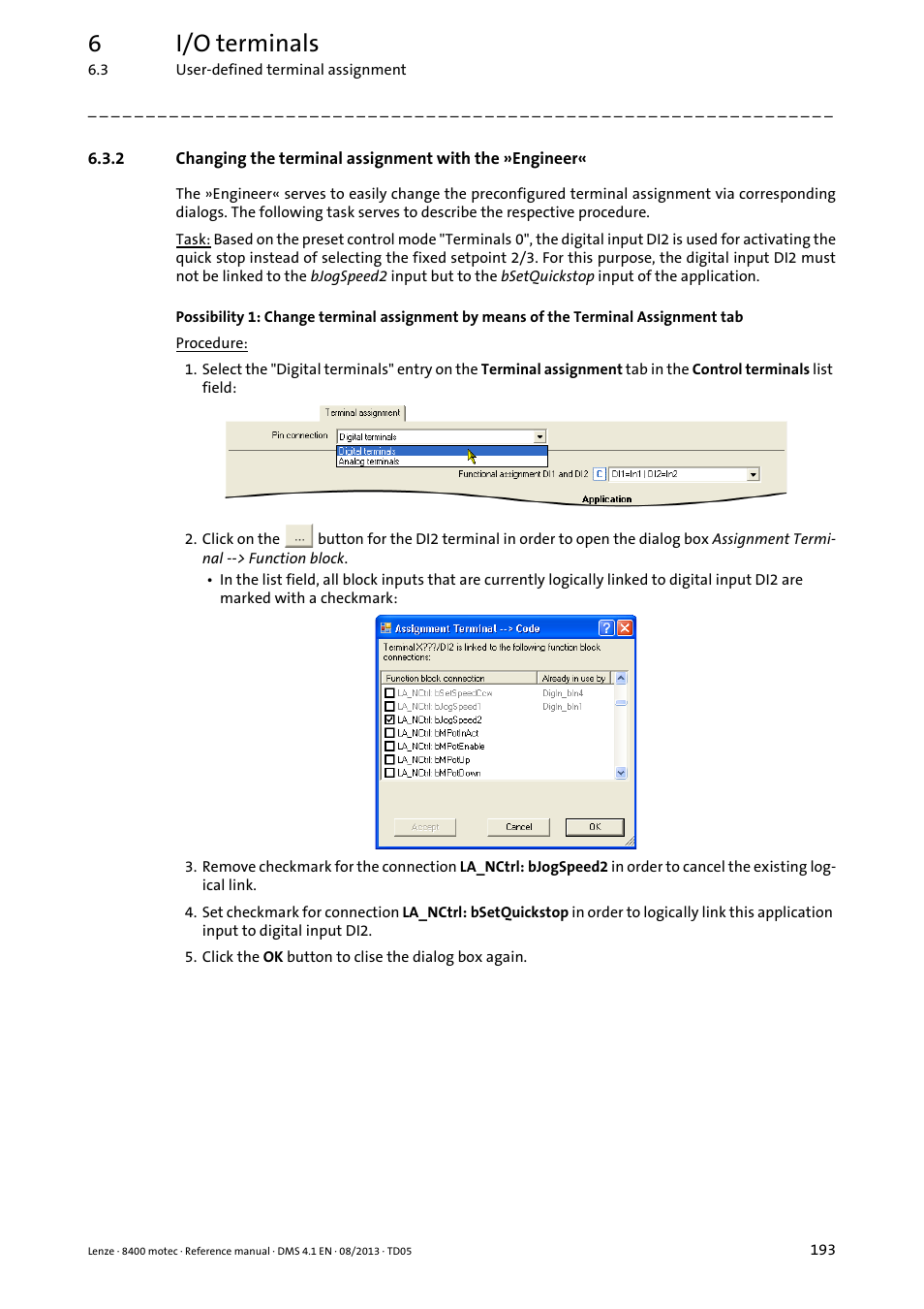 6i/o terminals | Lenze 8400 motec User Manual | Page 193 / 518