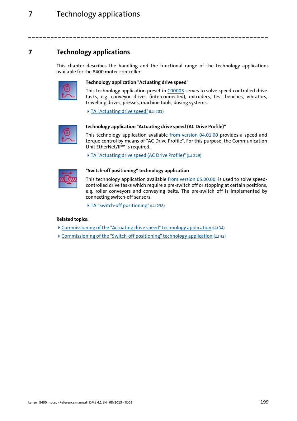 7 technology applications, Technology applications, 7technology applications | Lenze 8400 motec User Manual | Page 199 / 518