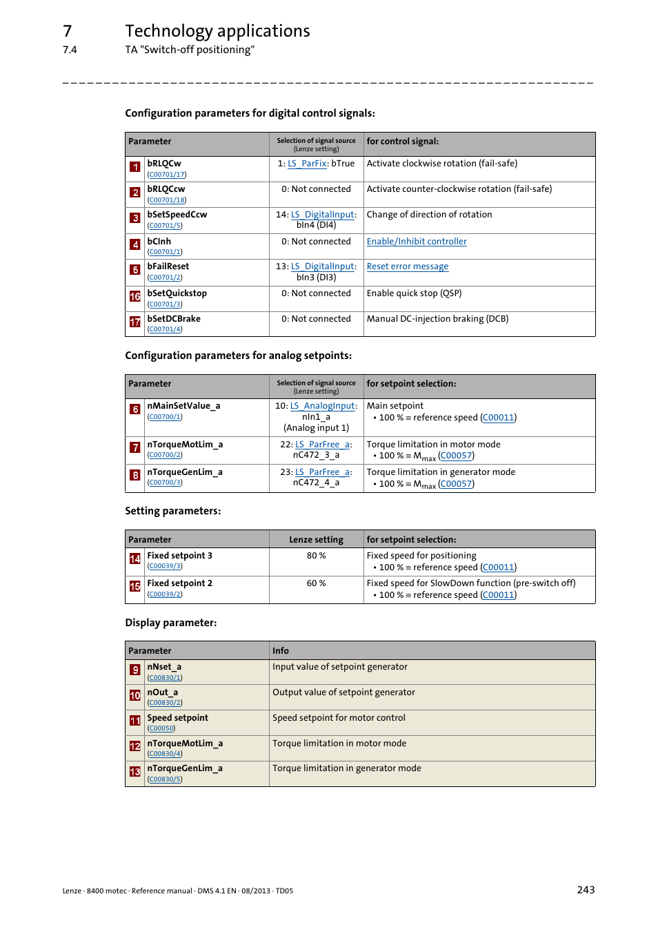 7technology applications | Lenze 8400 motec User Manual | Page 243 / 518
