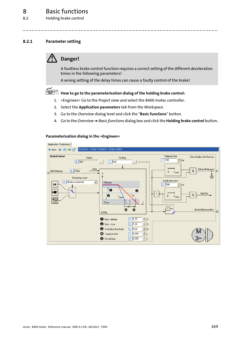 1 parameter setting, Parameter setting, 8basic functions | Lenze 8400 motec User Manual | Page 269 / 518