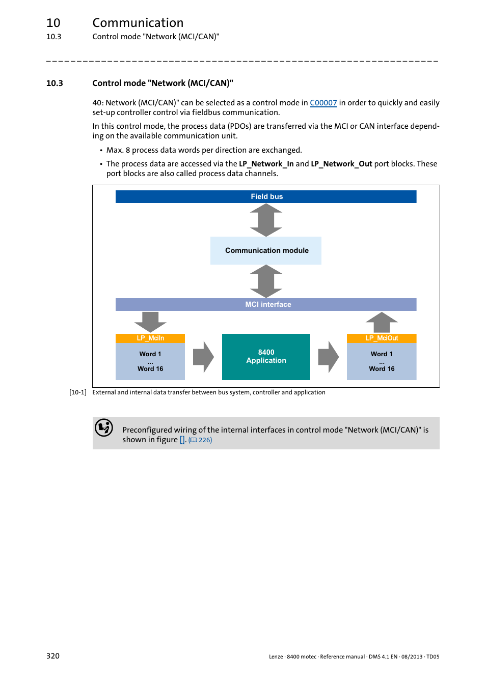 3 control mode "network (mci/can), Control mode "network (mci/can), 10 communication | Lenze 8400 motec User Manual | Page 320 / 518