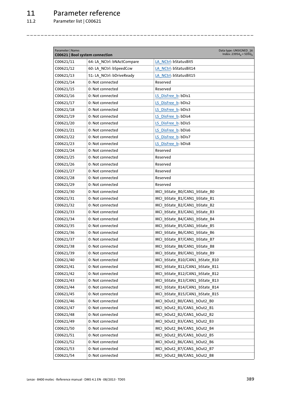 11 parameter reference | Lenze 8400 motec User Manual | Page 389 / 518